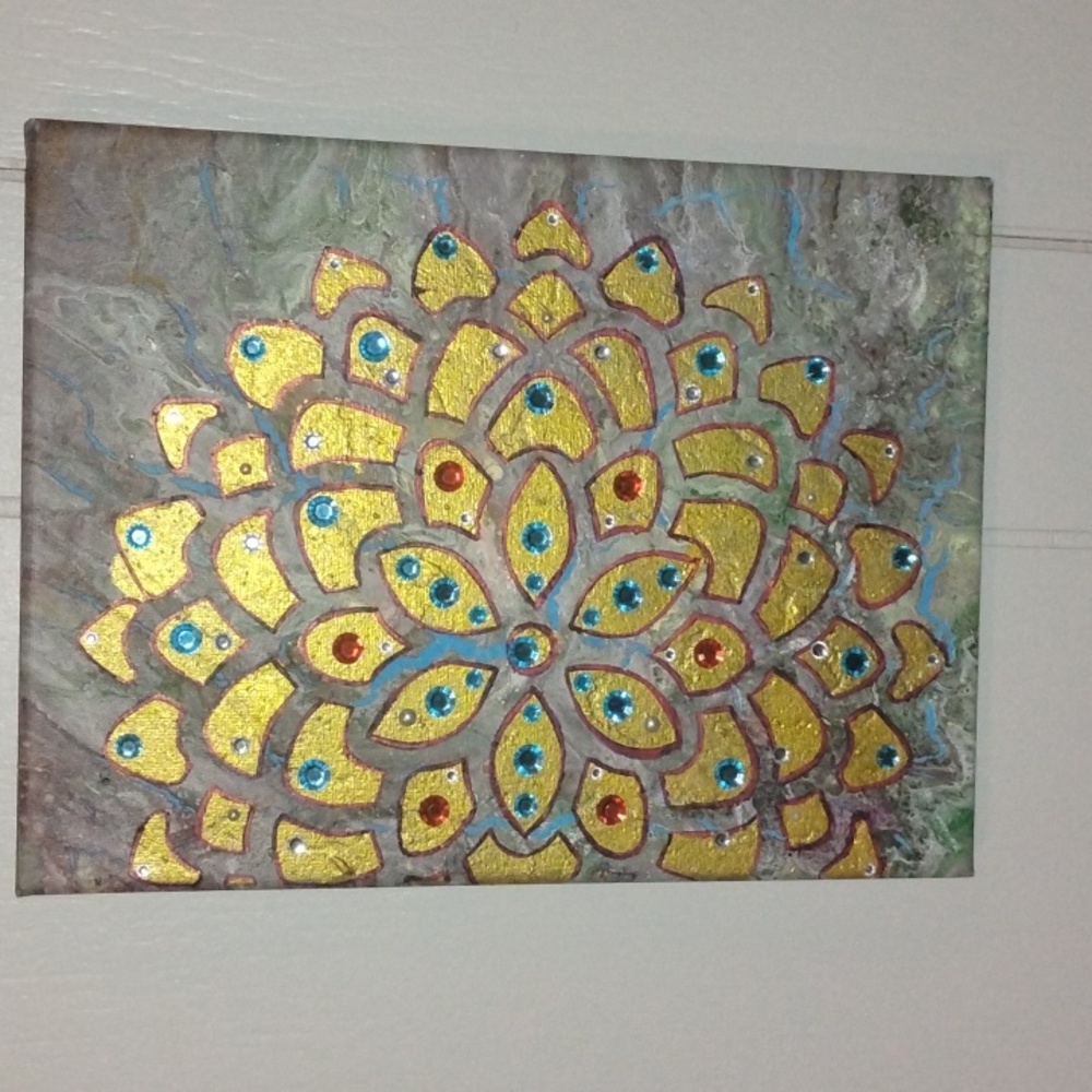 Hand painted/ poured canvas